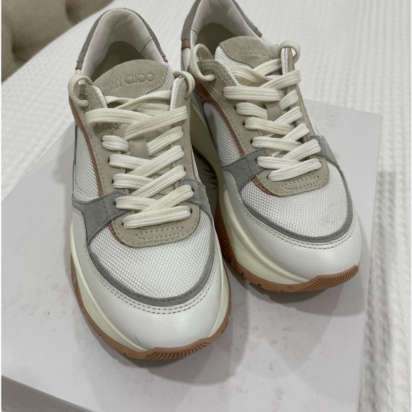 Jimmy Choo sneakers Napa mesh suede white and powder pink I...